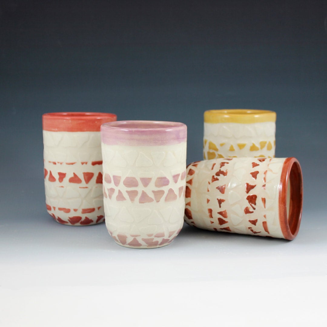 Caro-Line Designs Triangle Tumblers Ceramic Porcelain Cups